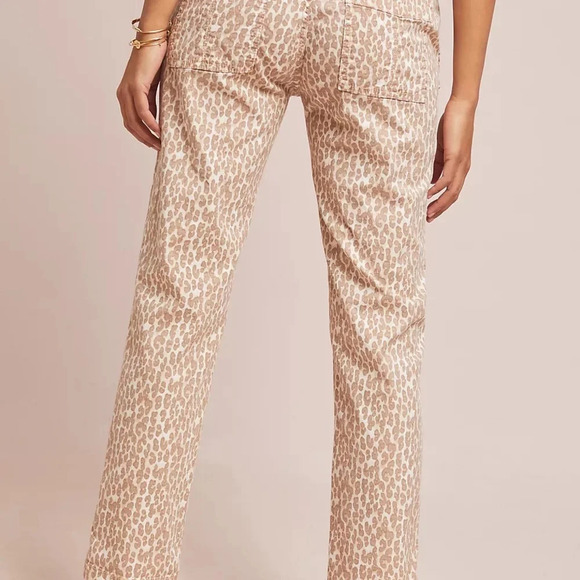 ANTHROPOLOGIE The Wanderer Animal Leopard Straight Relaxed Leg Pants Cotton 29 - Picture 2 of 11